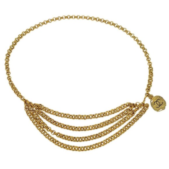 Chanel Chain Belt Medallion Gold 94A Small Good 186307 - Picture 1 of 4